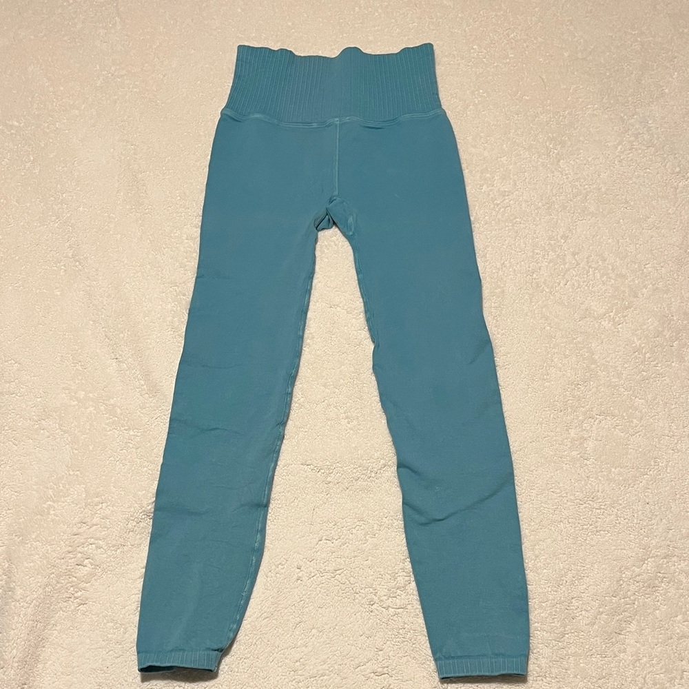 FP Movement by Free People Teal Ribbed Waist Leggings Activewear Size XS/S